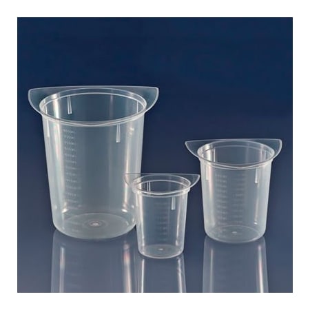 Globe Scientific Beaker, Three Corner, Clarified Polypropylene, Graduated, 400mL, 100/Pack 3633